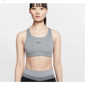 Gray Nike Swoosh Dri-Fit Sports Bra
